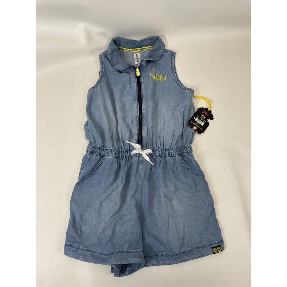 Justice Girls Pacman Chambray Romper Size XL Blue